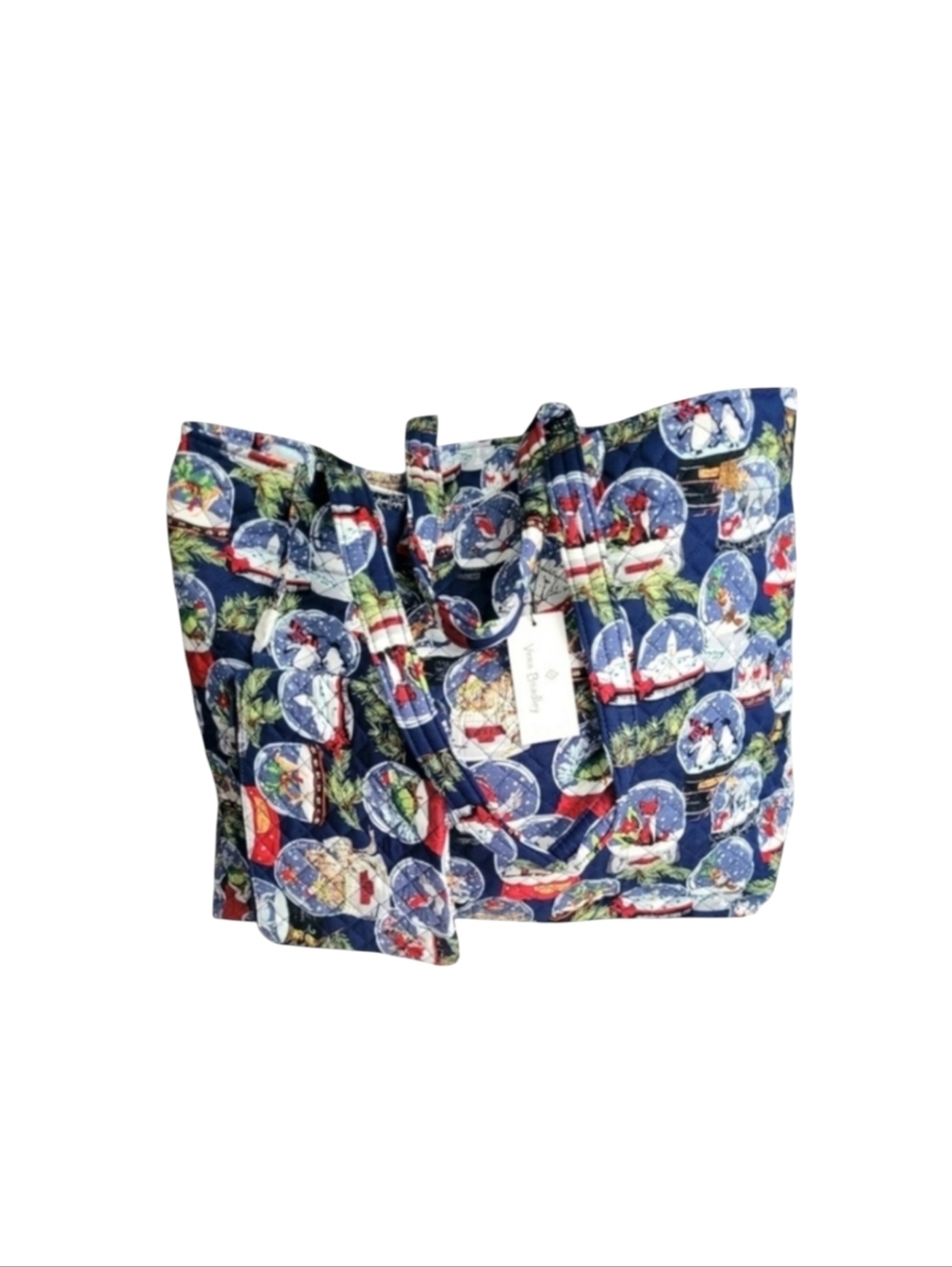 NWT Vera Bradley Winter Snow Globe Blue White Red Quilted Tote and Makeup Bag